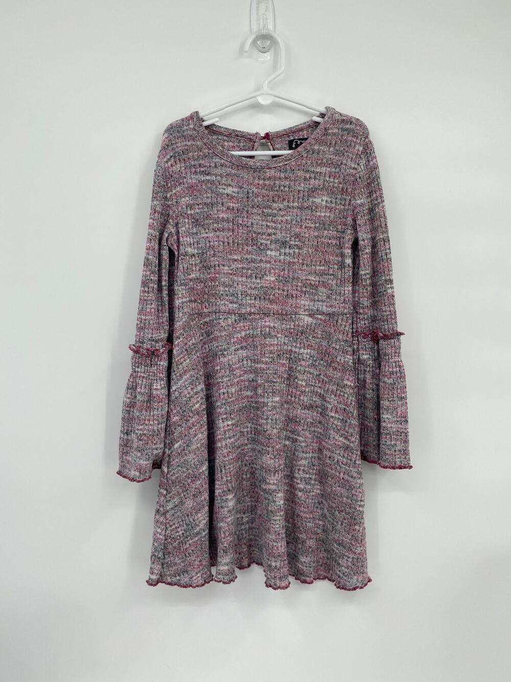 Art class pink blue long bell sleeve sweater dress fit & flare S 6/6x